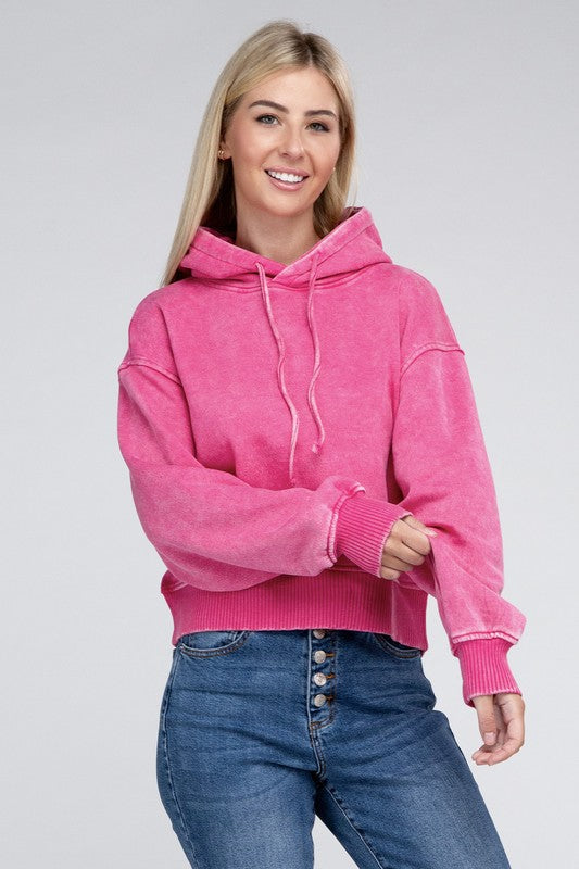 Acid Wash Fleece Hoodie Luvéillé