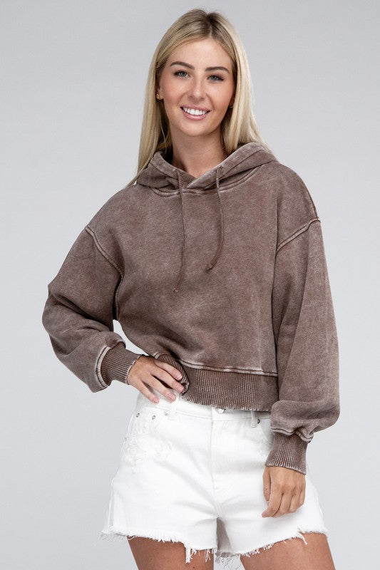 Acid Wash Fleece Hoodie Luvéillé