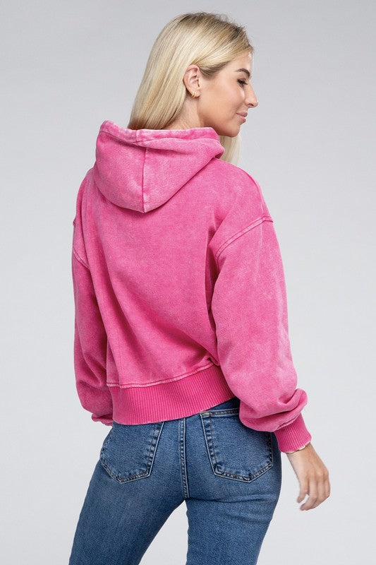 Acid Wash Fleece Hoodie Luvéillé