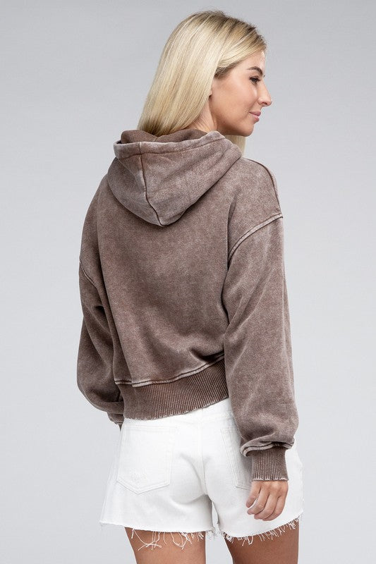 Acid Wash Fleece Hoodie Luvéillé