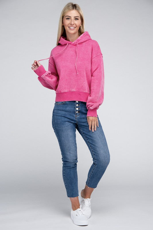 Acid Wash Fleece Hoodie Luvéillé