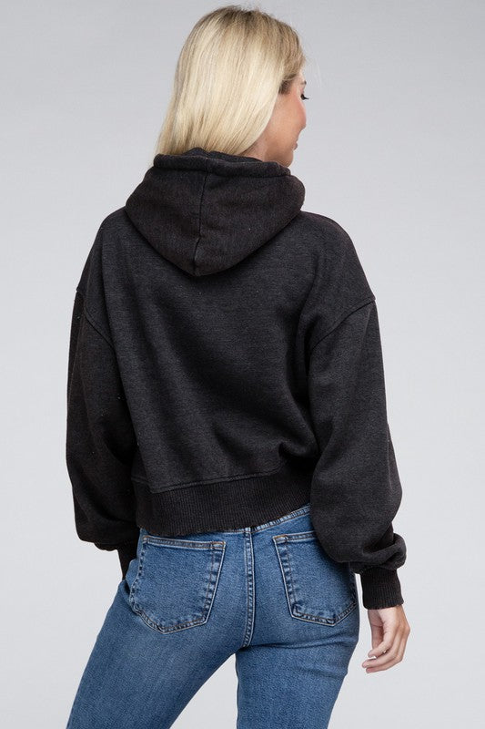 Acid Wash Fleece Hoodie Luvéillé