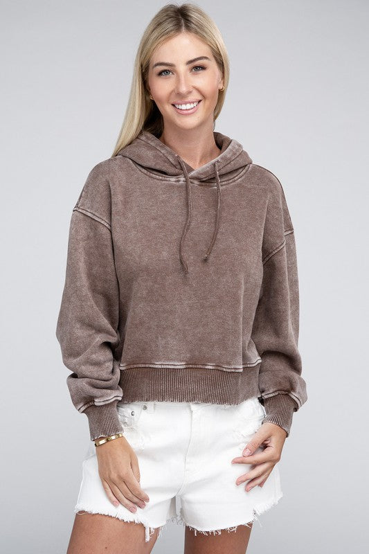 Acid Wash Fleece Hoodie Luvéillé