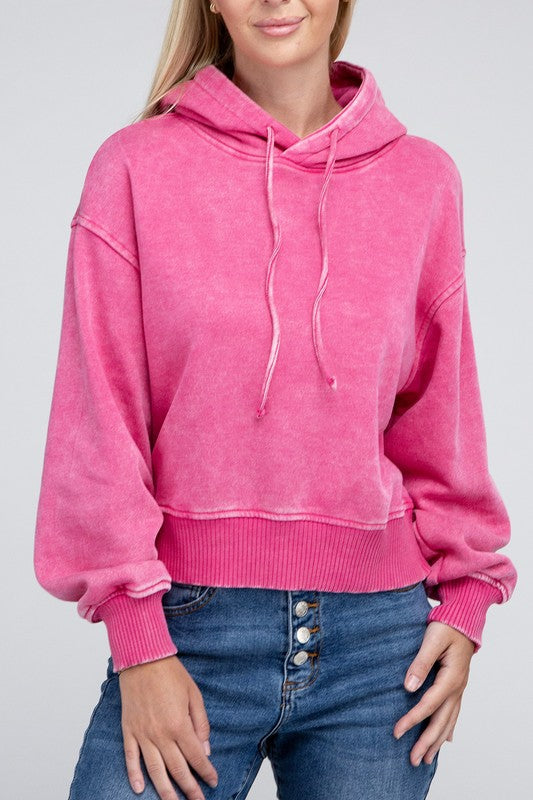 Acid Wash Fleece Hoodie Luvéillé