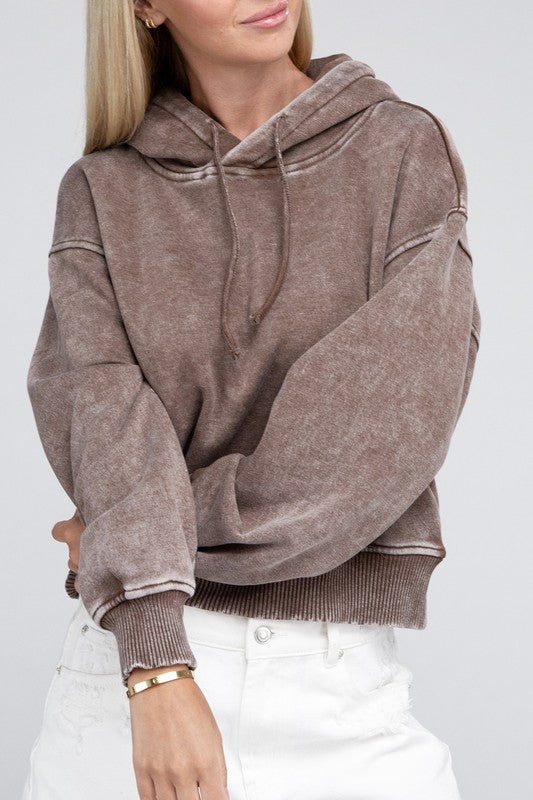 Acid Wash Fleece Hoodie Luvéillé