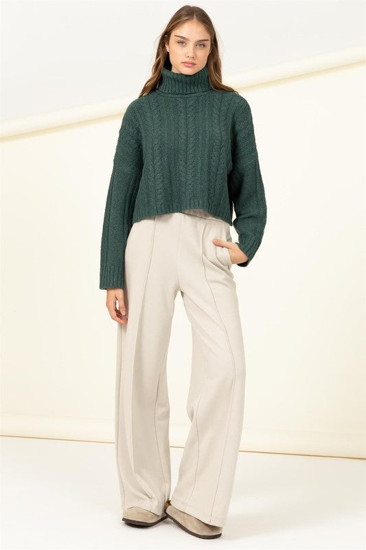 Autumn Skies Cable-Knit Turtleneck Sweater Luvéillé