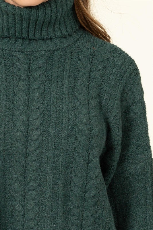 Autumn Skies Cable-Knit Turtleneck Sweater Luvéillé