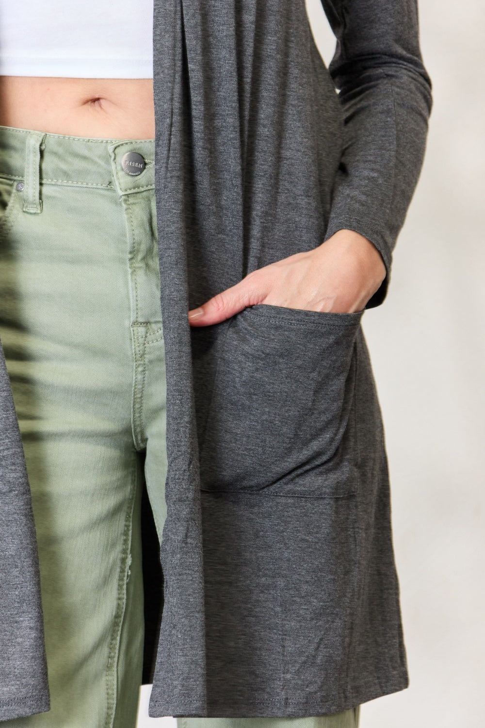 Celeste Full Size Open Front Cardigan with Pockets Luvéillé