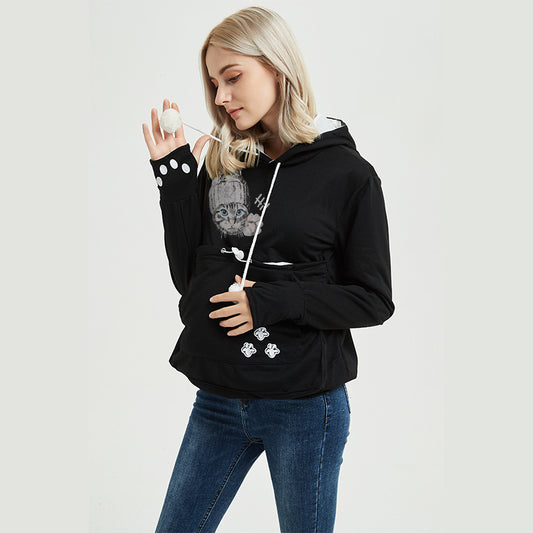 Cute Cat Hoodie Weatshirt With Big Pocket For Pets Hooded Tops Clothes Luvéillé