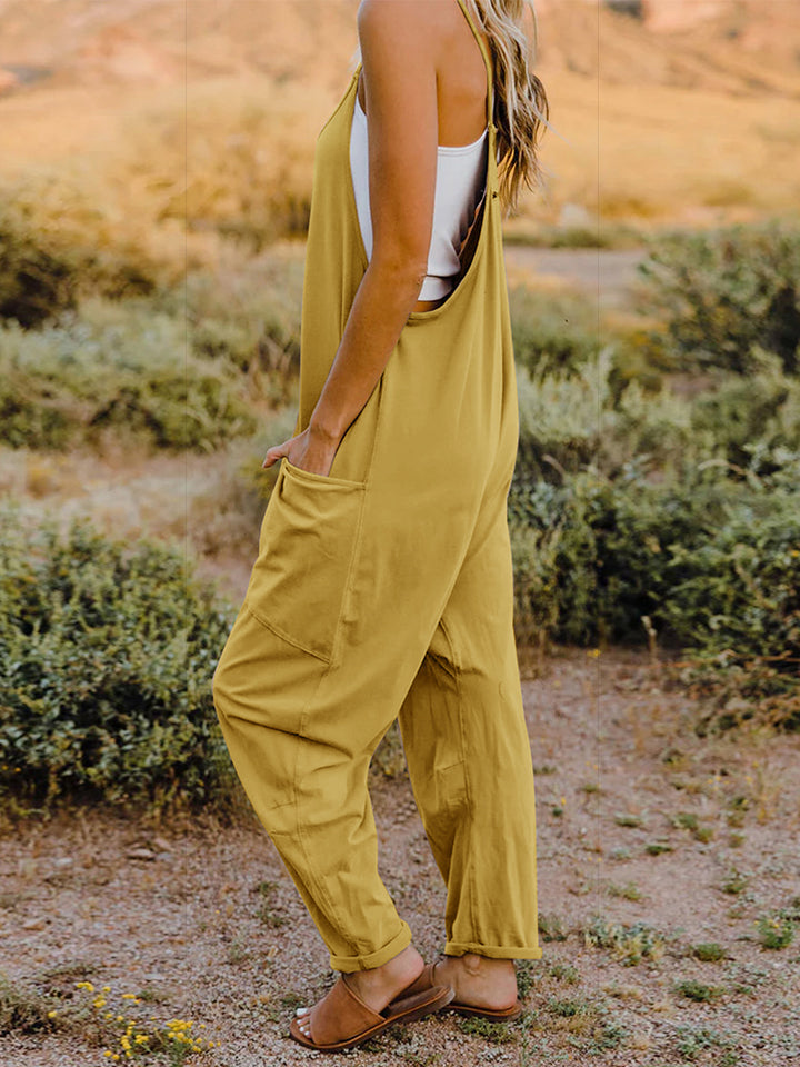 Double Take Full Size Sleeveless V-Neck Pocketed Jumpsuit Luvéillé
