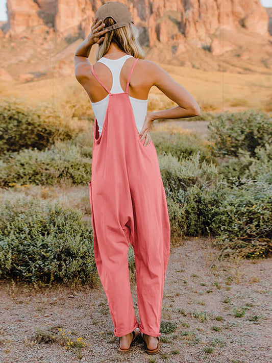 Double Take Full Size Sleeveless V-Neck Pocketed Jumpsuit Luvéillé