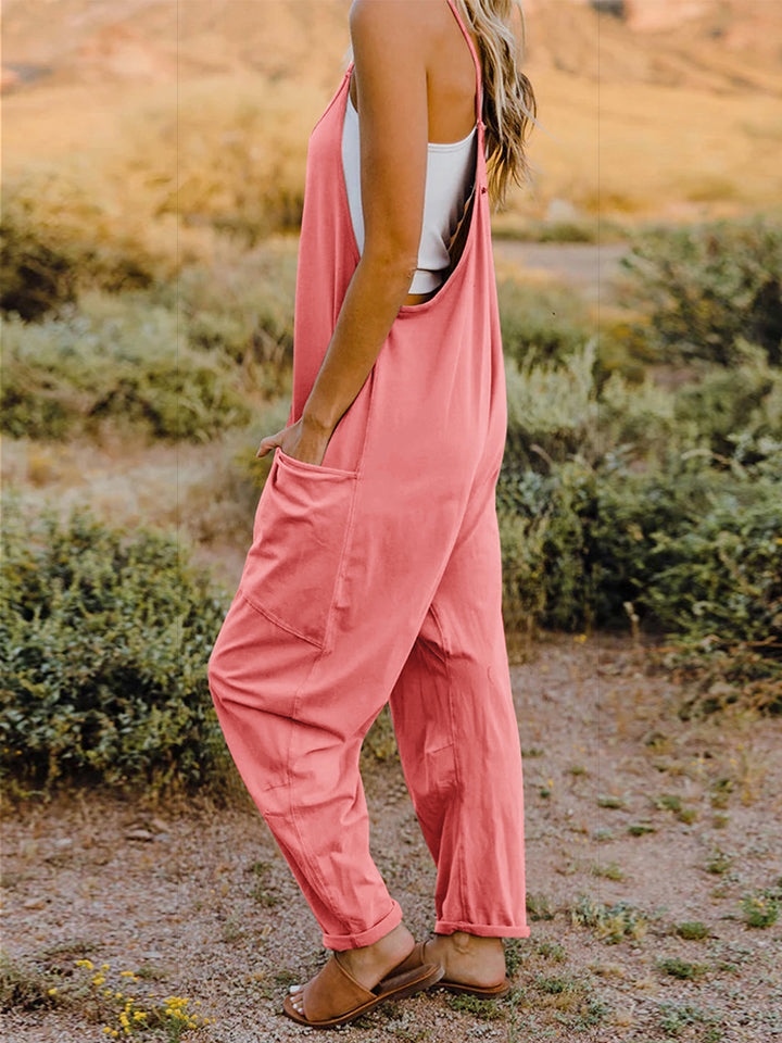 Double Take Full Size Sleeveless V-Neck Pocketed Jumpsuit Luvéillé