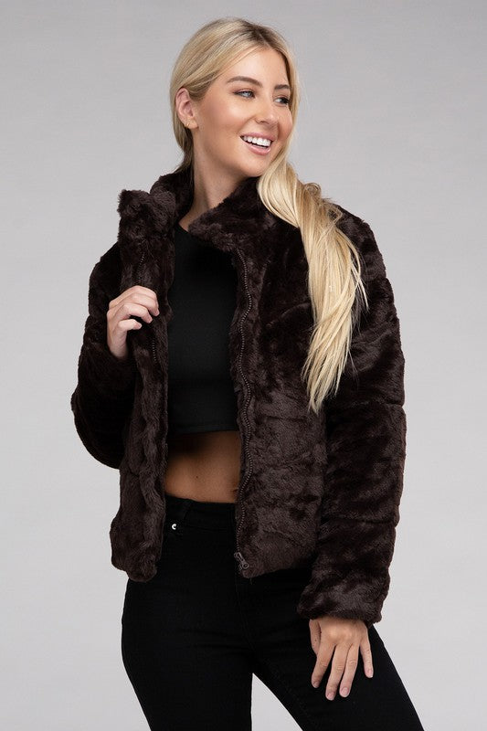 Fluffy Zip-Up Sweater Jacket Luvéillé
