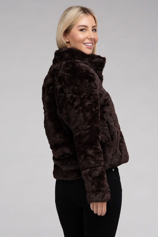 Fluffy Zip-Up Sweater Jacket Luvéillé