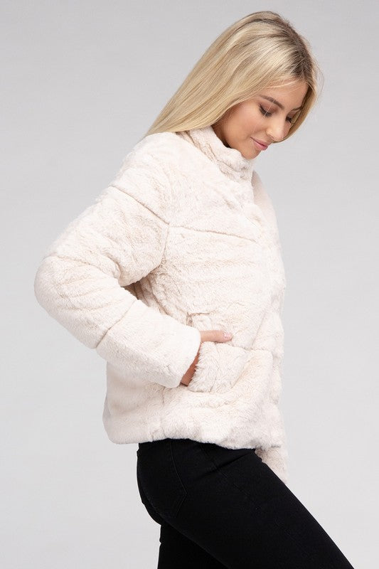 Fluffy Zip-Up Sweater Jacket Luvéillé