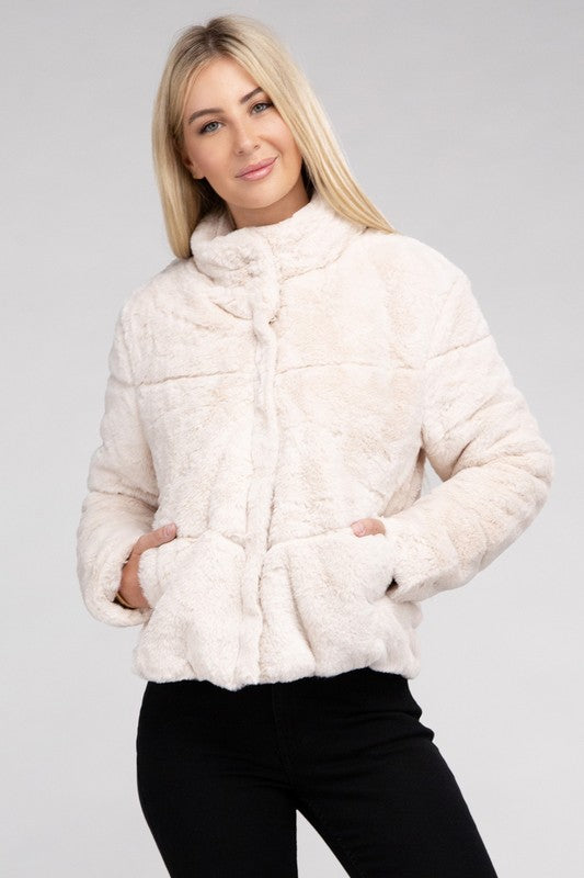 Fluffy Zip-Up Sweater Jacket Luvéillé