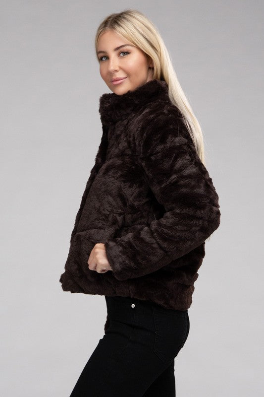 Fluffy Zip-Up Sweater Jacket Luvéillé