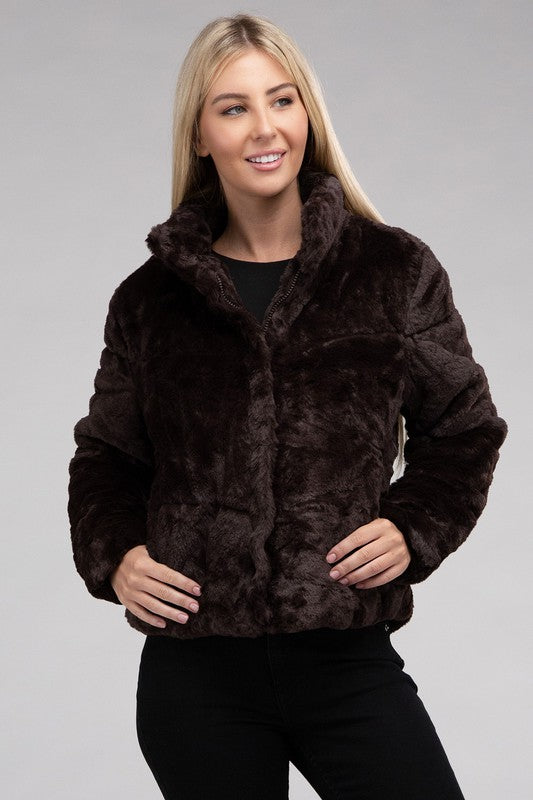 Fluffy Zip-Up Sweater Jacket Luvéillé