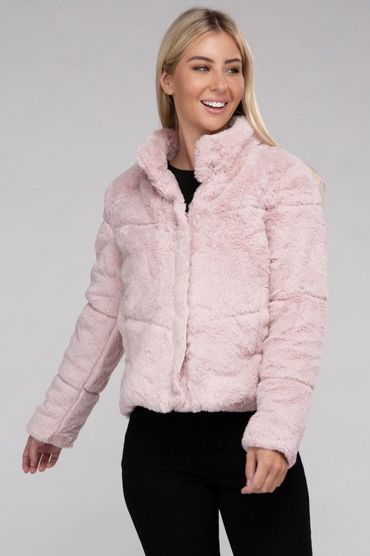 Fluffy Zip-Up Sweater Jacket Luvéillé