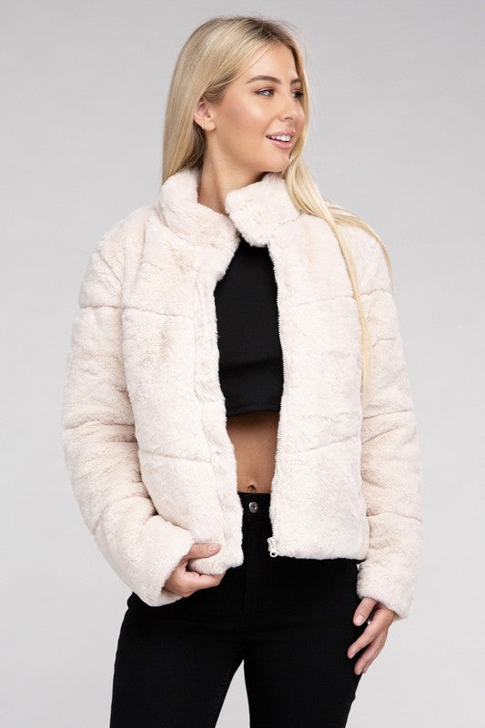 Fluffy Zip-Up Sweater Jacket Luvéillé