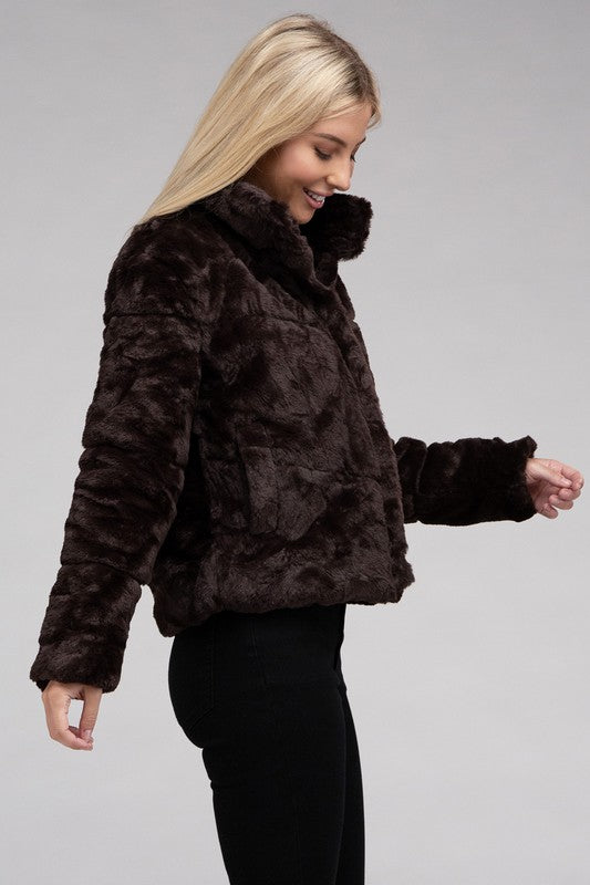 Fluffy Zip-Up Sweater Jacket Luvéillé