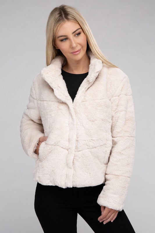 Fluffy Zip-Up Sweater Jacket Luvéillé