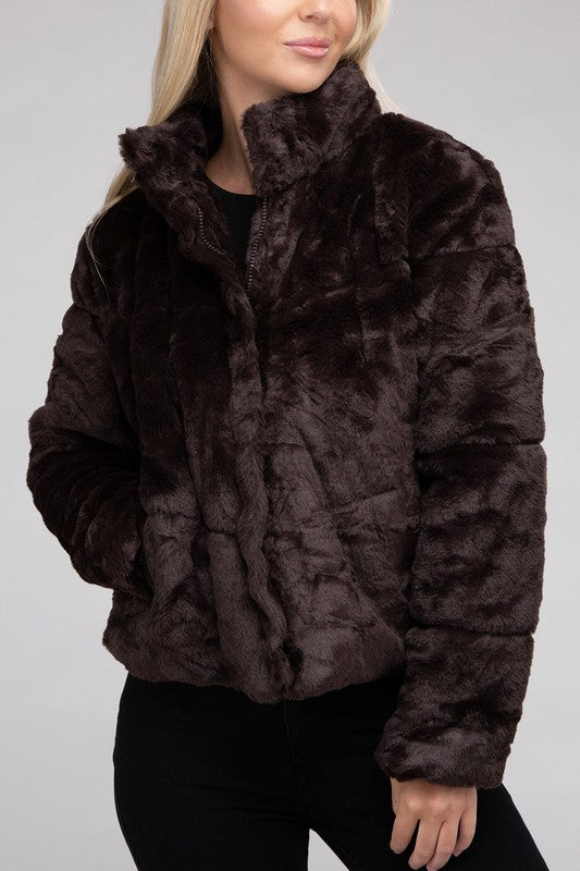 Fluffy Zip-Up Sweater Jacket Luvéillé