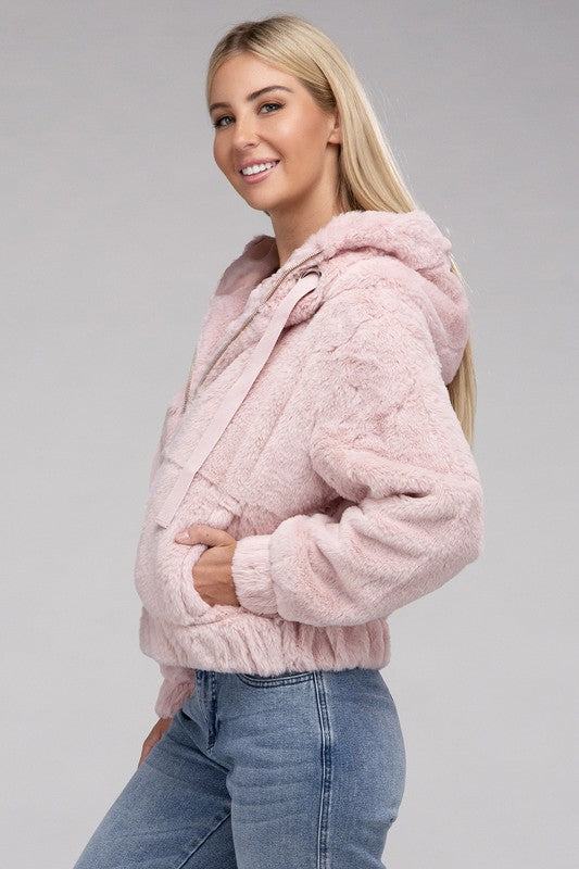 Fluffy Zip-Up Teddy Hoodie Luvéillé