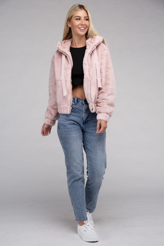 Fluffy Zip-Up Teddy Hoodie Luvéillé