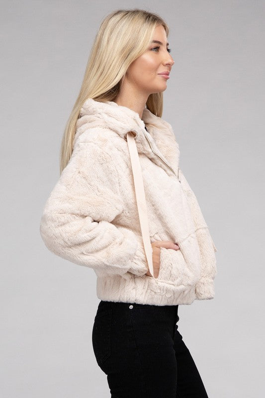 Fluffy Zip-Up Teddy Hoodie Luvéillé