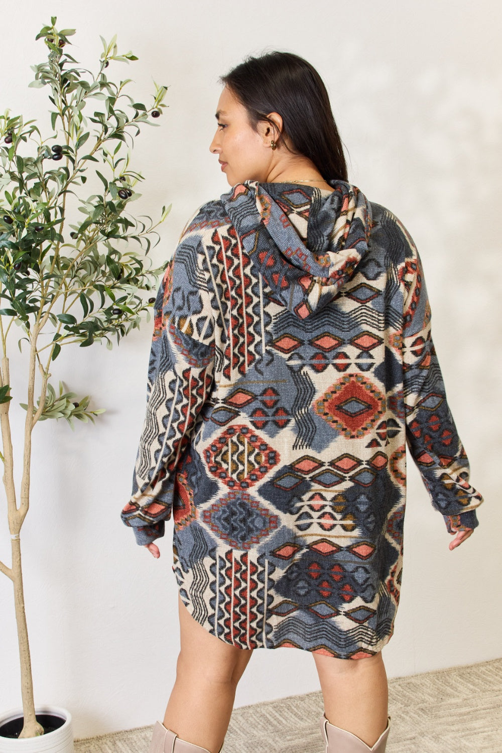 Heimish Full Size Printed Button Up Hooded Jacket Luvéillé