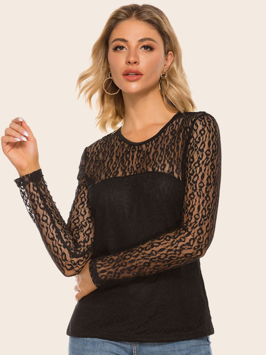 Lace Yoke Spliced Top Luvéillé