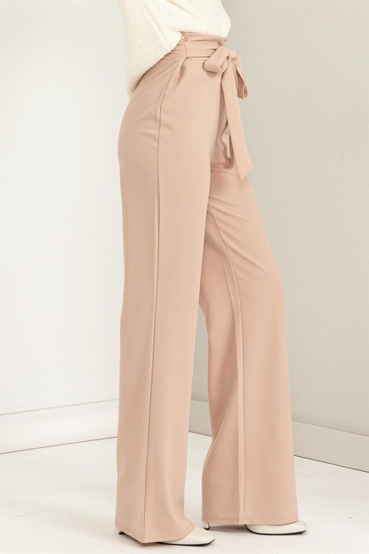Seeking Sultry High-Waisted Tie Front Flared Pants Luvéillé