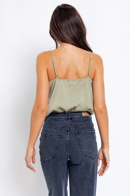 Spaghetti Strap Cowl Neck Bodysuit Luvéillé