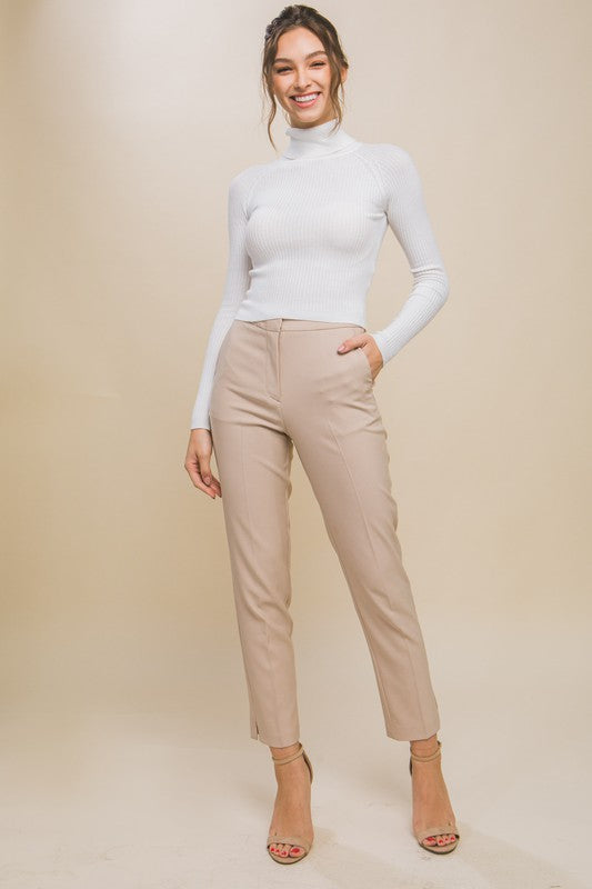 Turtleneck Ribbed Knit Sweater Top Luvéillé