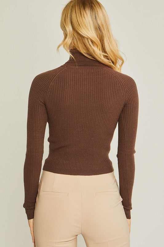 Turtleneck Ribbed Knit Sweater Top Luvéillé