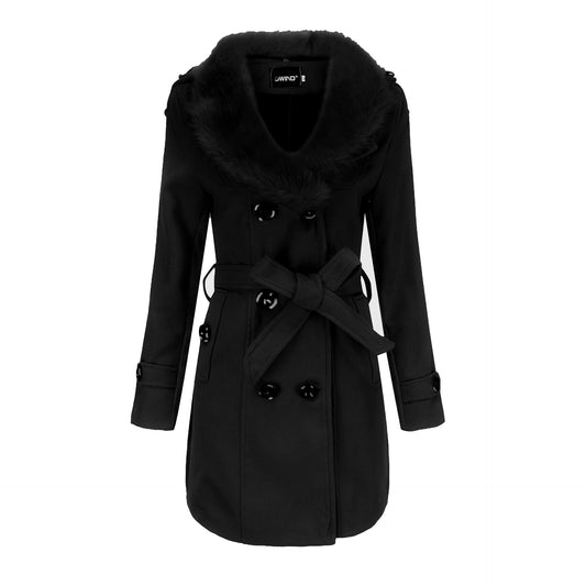 Trench Coat With Large Fur