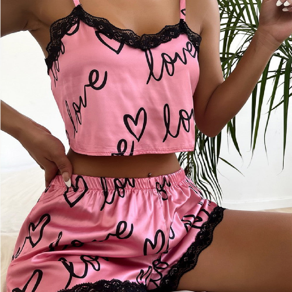 Women's Pajamas Lace Suspender Shorts