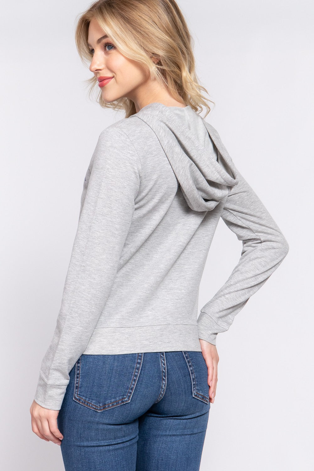 ACTIVE BASIC CALIFORNIA Zip Up Drawstring Long Sleeve Hoodie Luvéillé