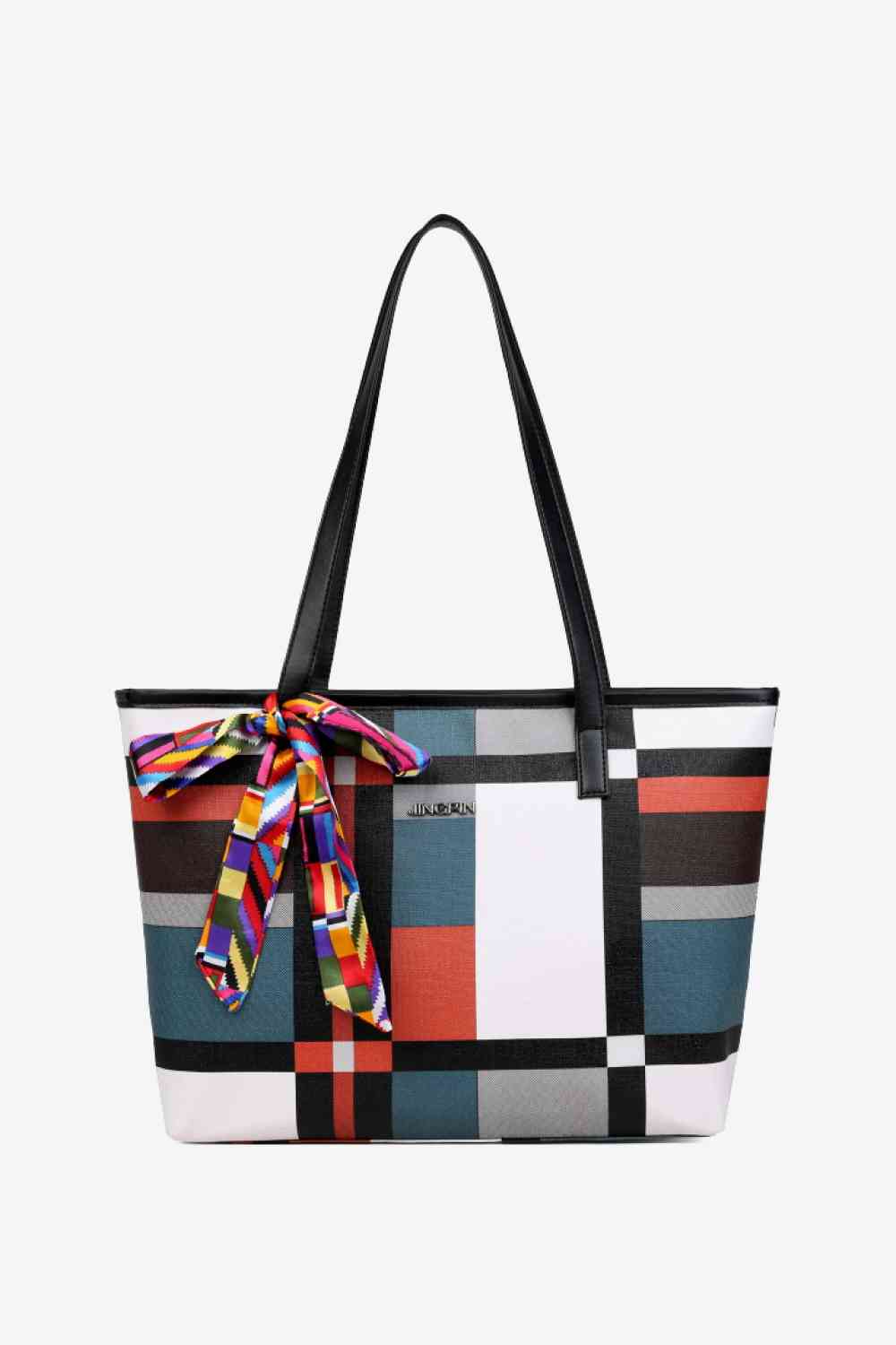 Adored Color Block Tie Detail PU Leather Tote Bag Luvéillé