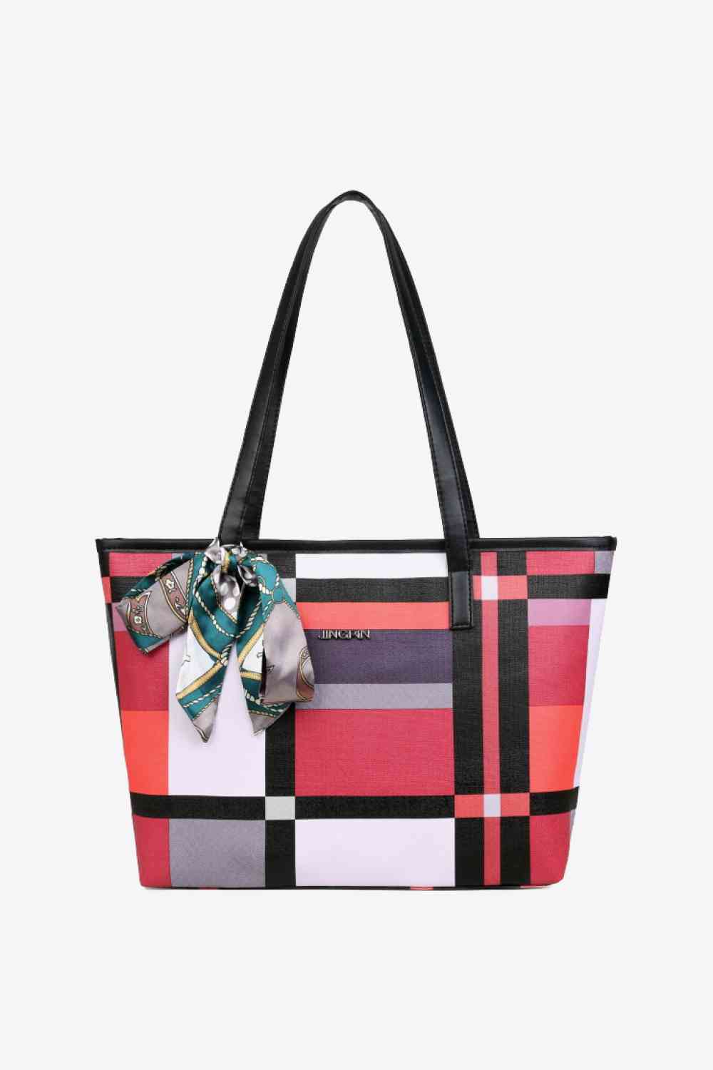 Adored Color Block Tie Detail PU Leather Tote Bag Luvéillé