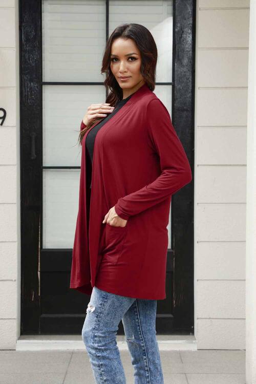 Basic Bae Full Size Open Front Long Sleeve Cardigan Luvéillé