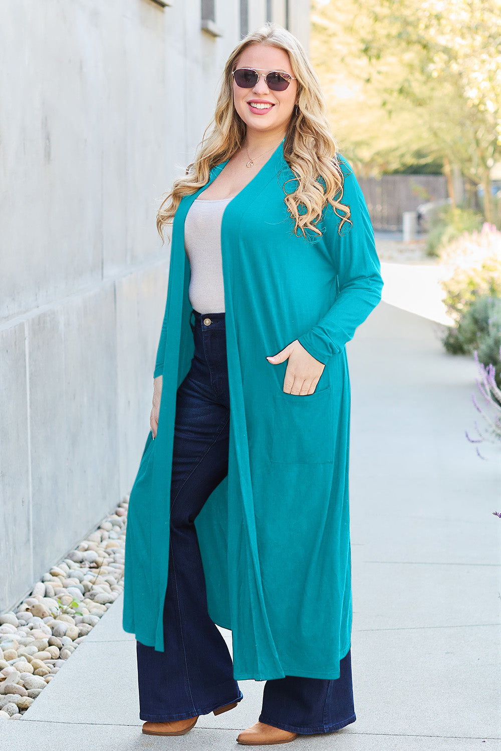 Basic Bae Full Size Open Front Long Sleeve Cover Up Luvéillé