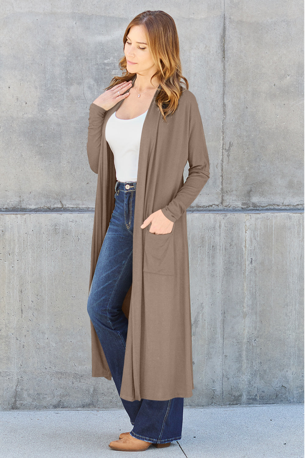 Basic Bae Full Size Open Front Long Sleeve Cover Up Luvéillé