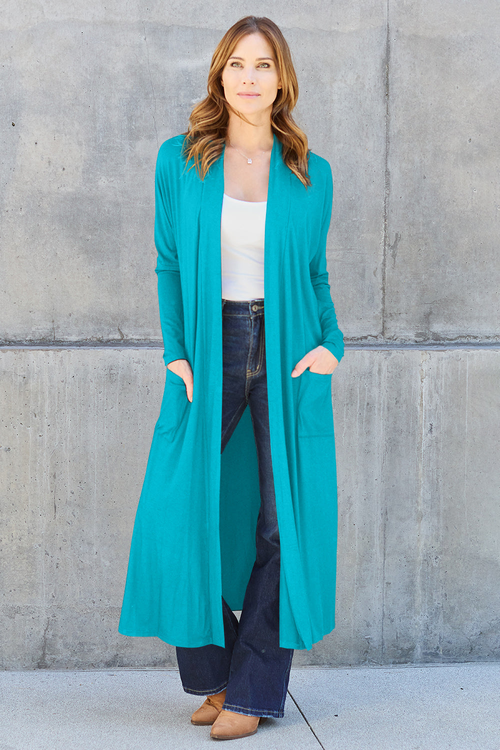 Basic Bae Full Size Open Front Long Sleeve Cover Up Luvéillé