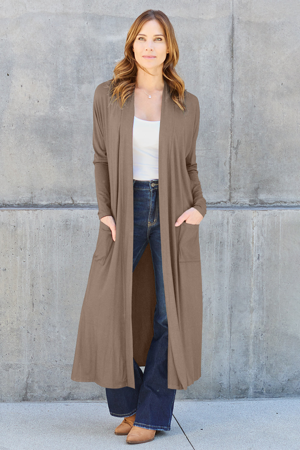 Basic Bae Full Size Open Front Long Sleeve Cover Up Luvéillé