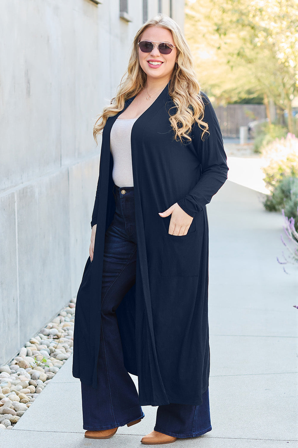Basic Bae Full Size Open Front Long Sleeve Cover Up Luvéillé