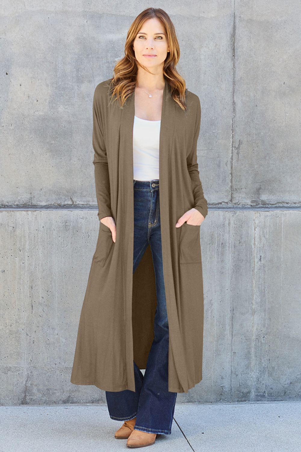 Basic Bae Full Size Open Front Long Sleeve Cover Up Luvéillé