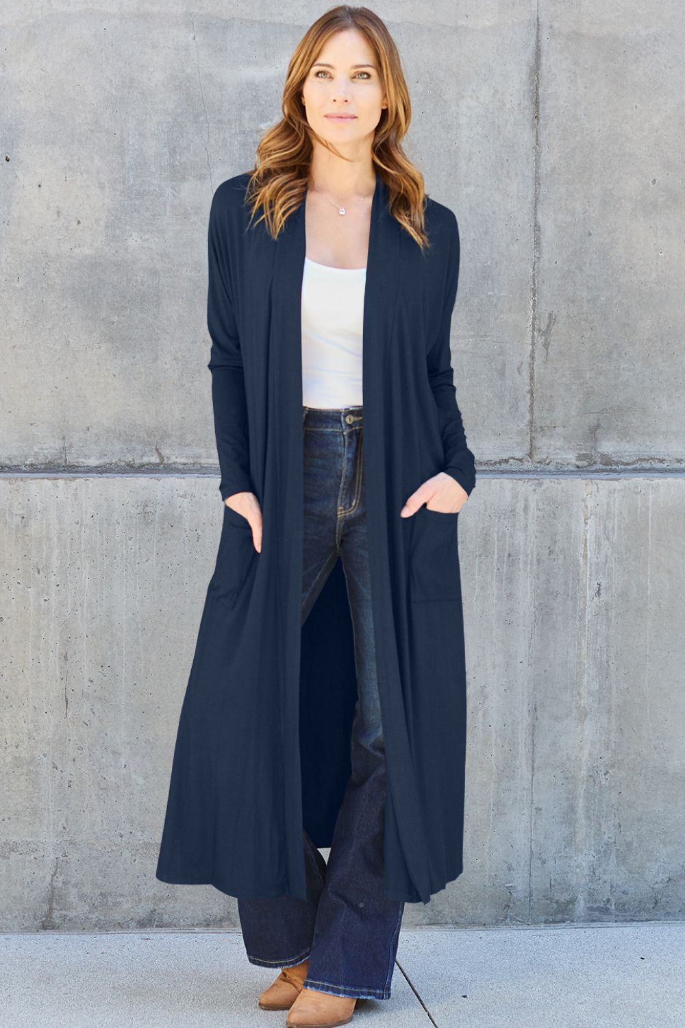 Basic Bae Full Size Open Front Long Sleeve Cover Up Luvéillé