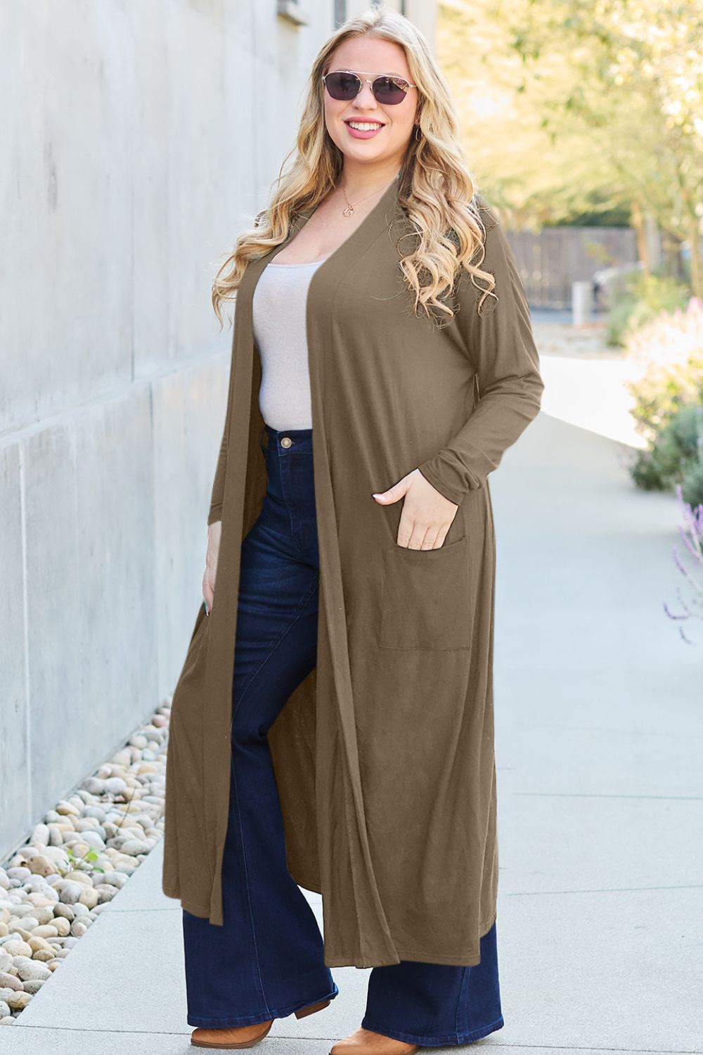 Basic Bae Full Size Open Front Long Sleeve Cover Up Luvéillé
